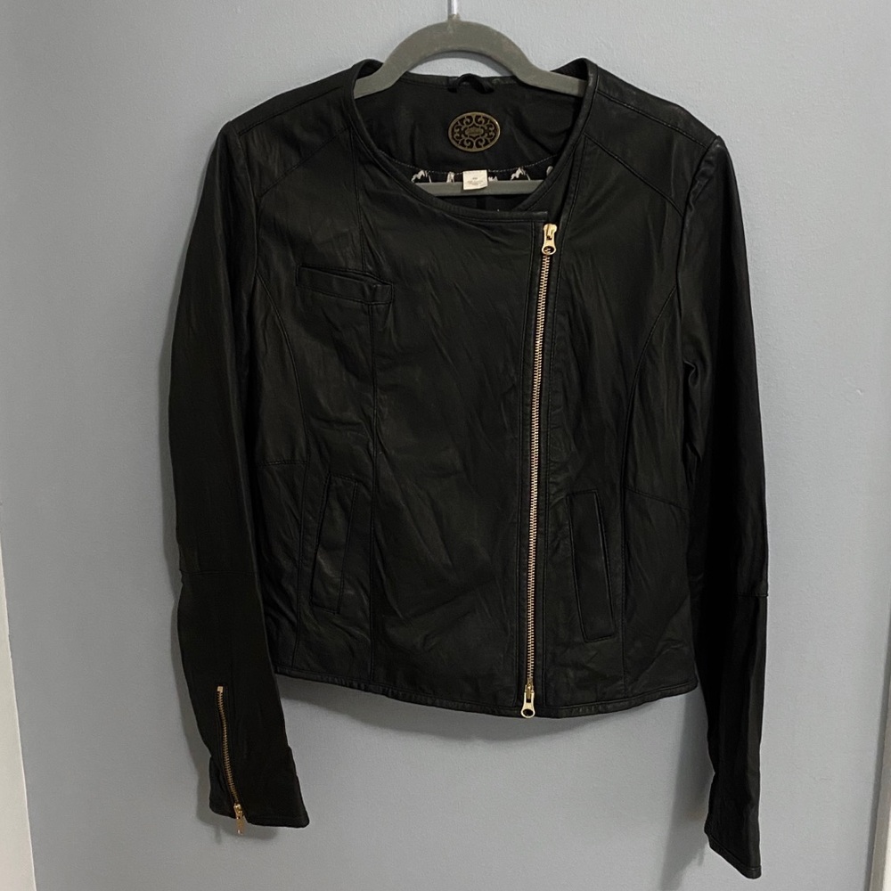 Anthropologie Idra Black Leather Moto Jacket